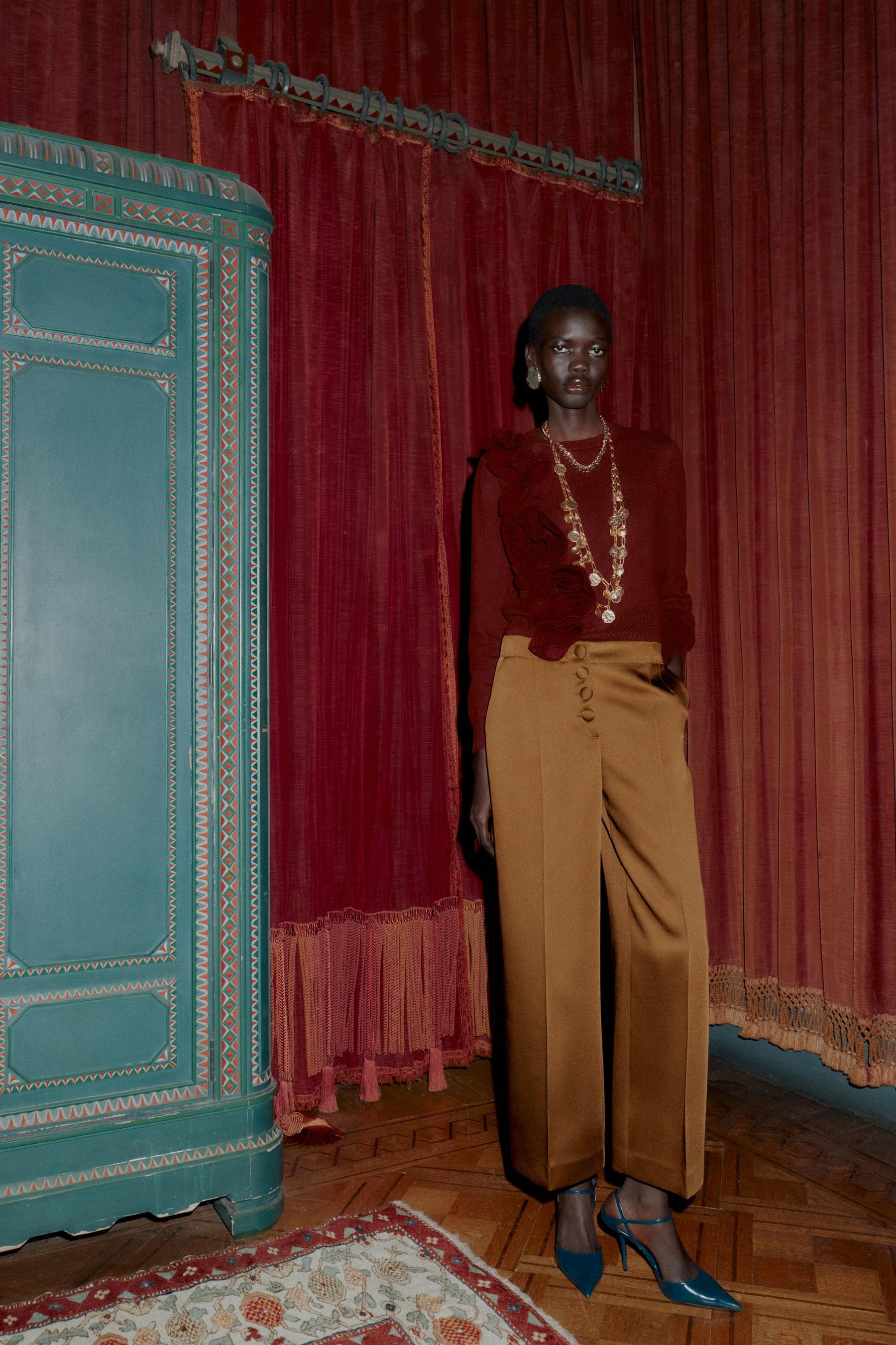 Satin Wide-Leg Trousers