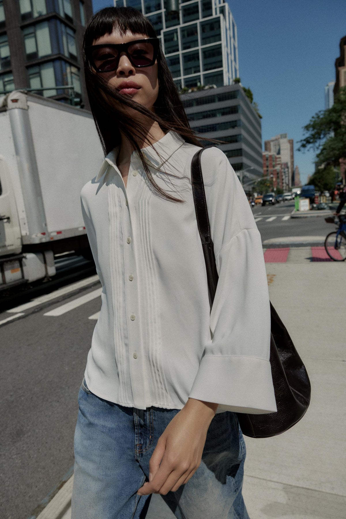 Crepe Shirt with Pintucks