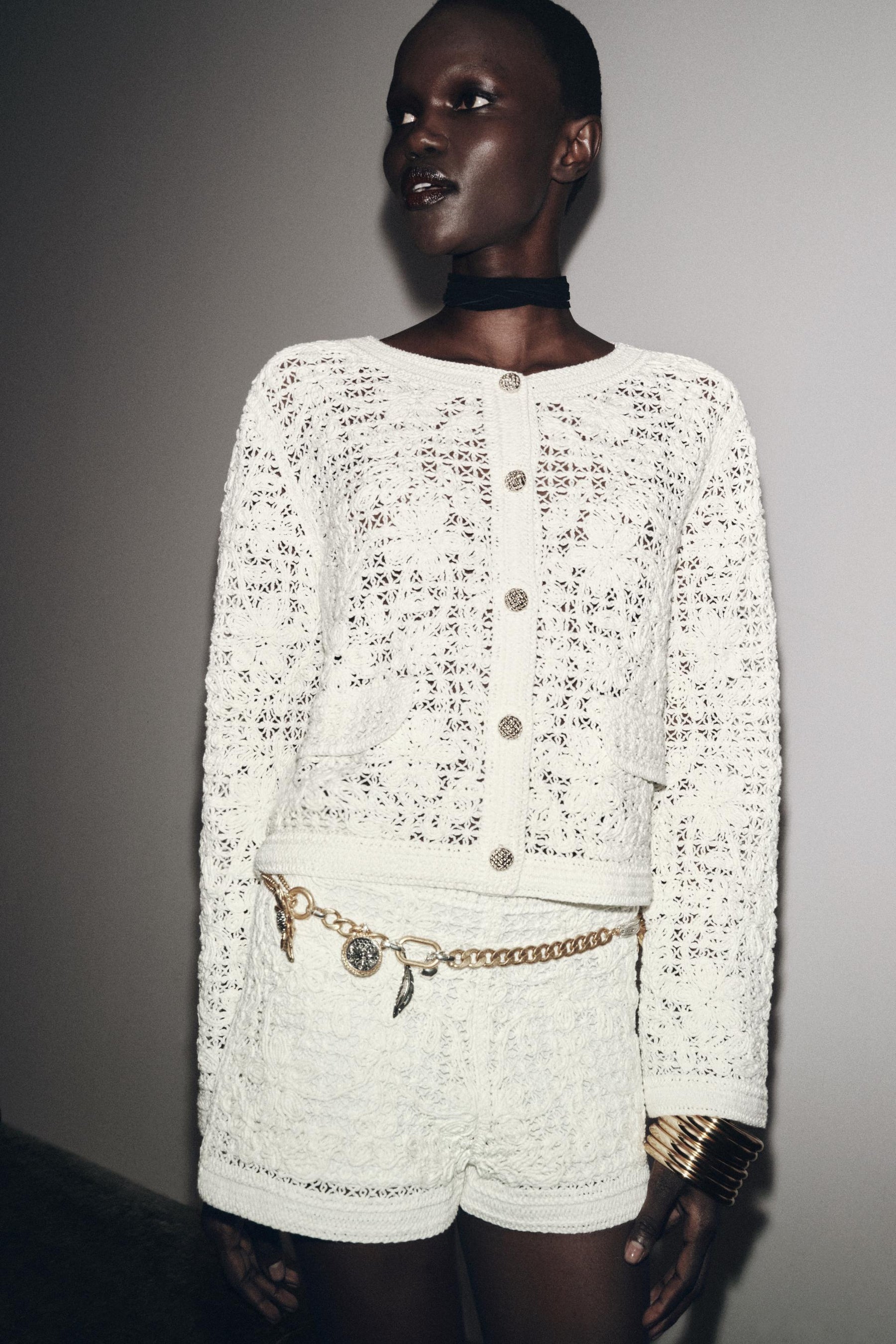 CROCHET BUTTON-UP CARDIGAN