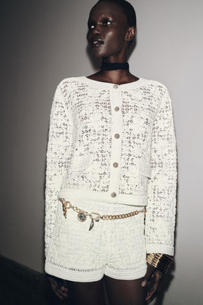 CROCHET BUTTON-UP CARDIGAN