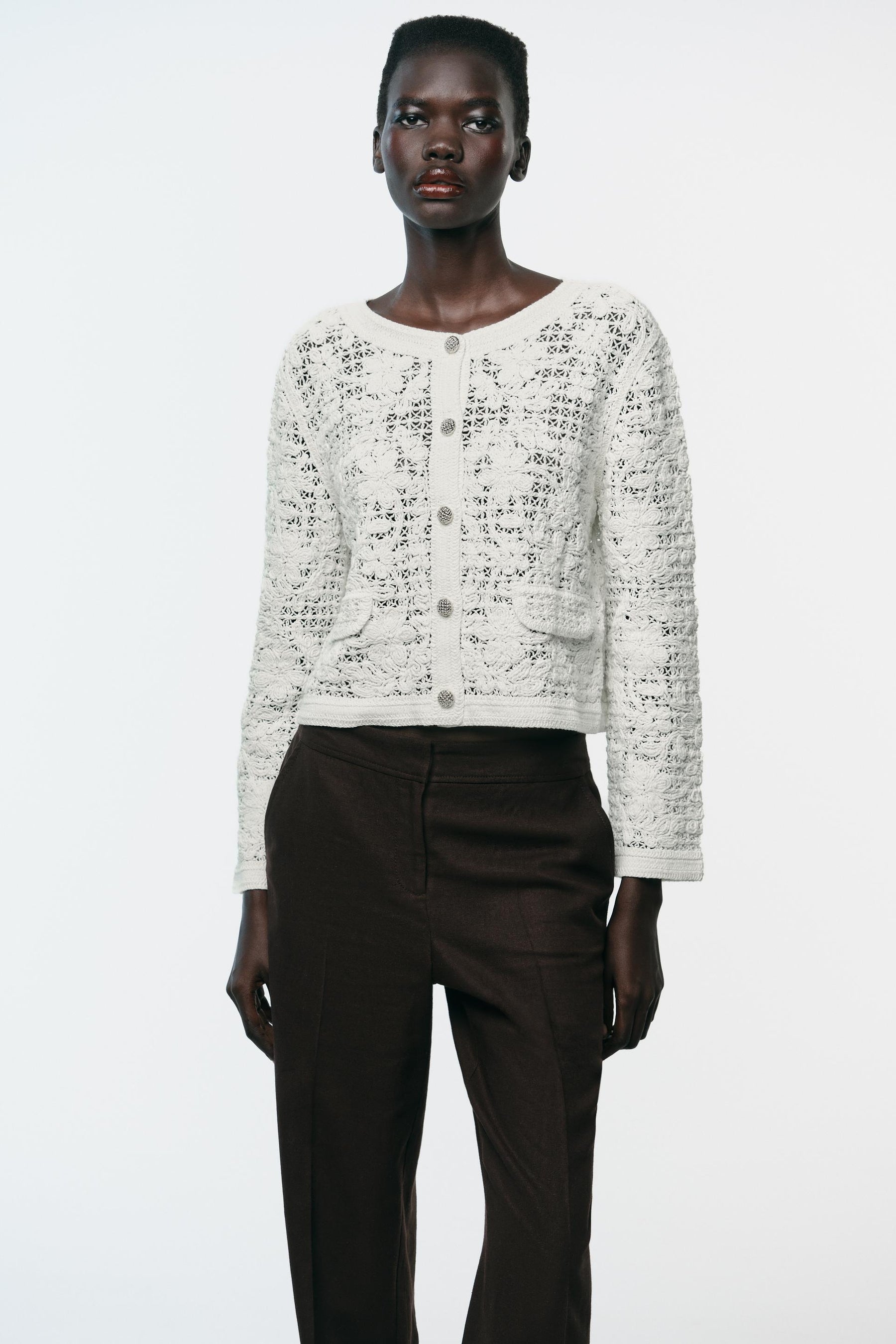 CROCHET BUTTON-UP CARDIGAN - Image 3