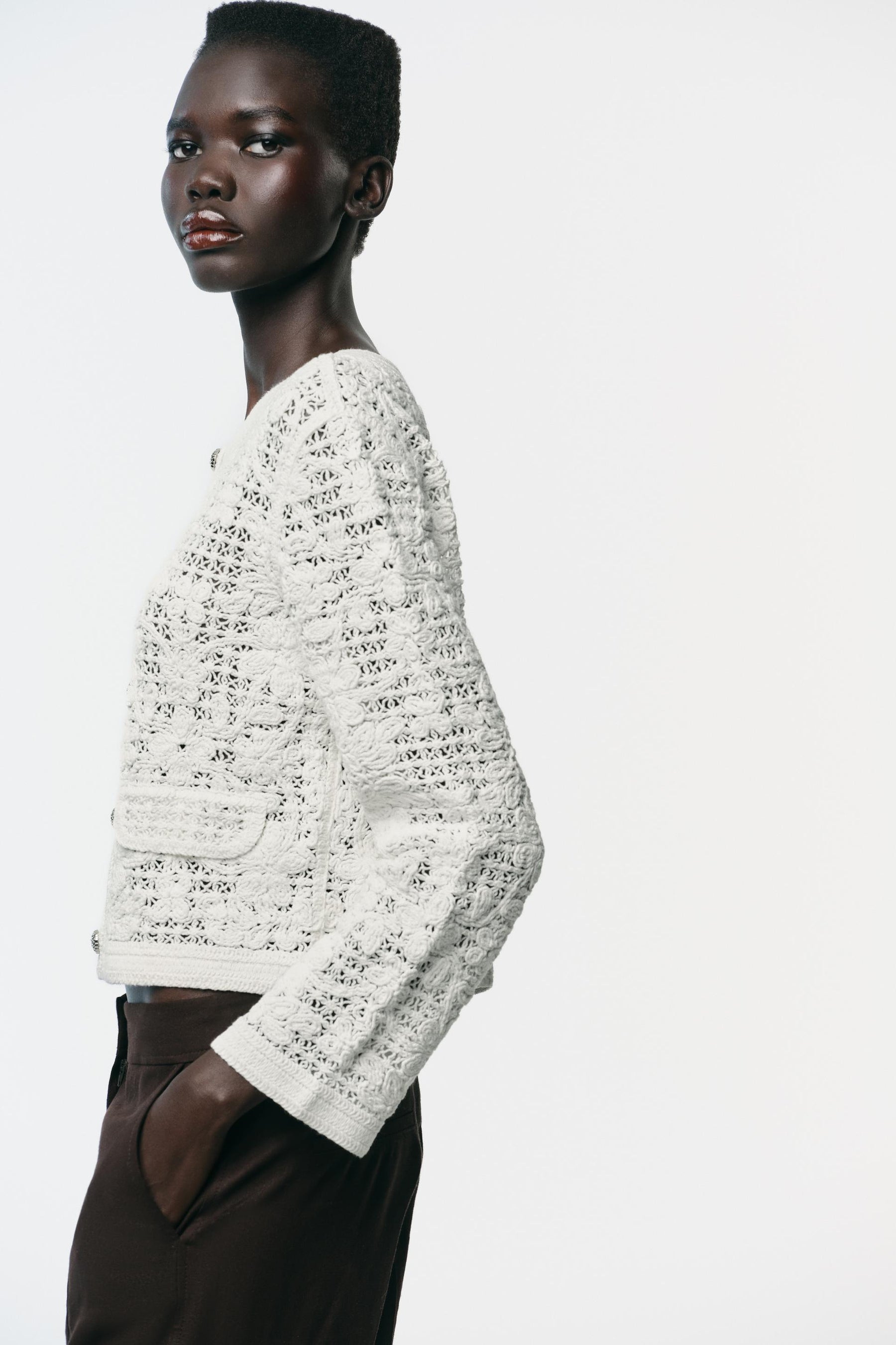 CROCHET BUTTON-UP CARDIGAN - Image 4