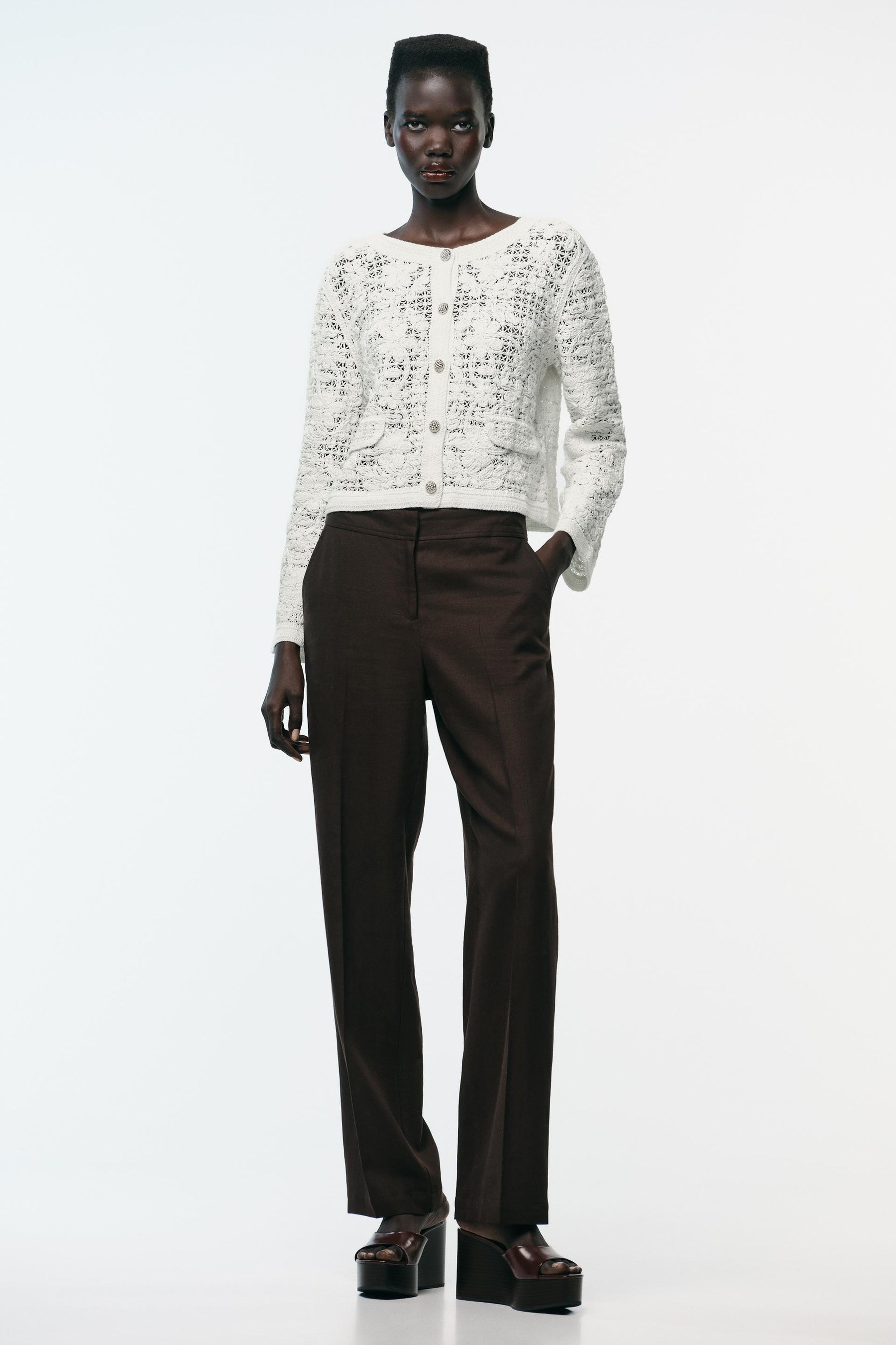 CROCHET BUTTON-UP CARDIGAN - Image 1