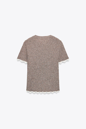 CONTRAST KNIT T-SHIRT