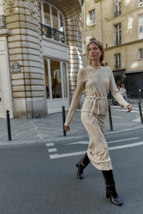 Jacquard Jumper with Belt