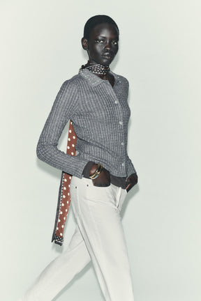 JEWEL COLLAR CUT-OUT CARDIGAN - Image 4