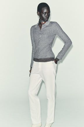 JEWEL COLLAR CUT-OUT CARDIGAN - Image 1