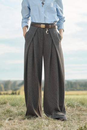 Pleated Wool Volume Trousers