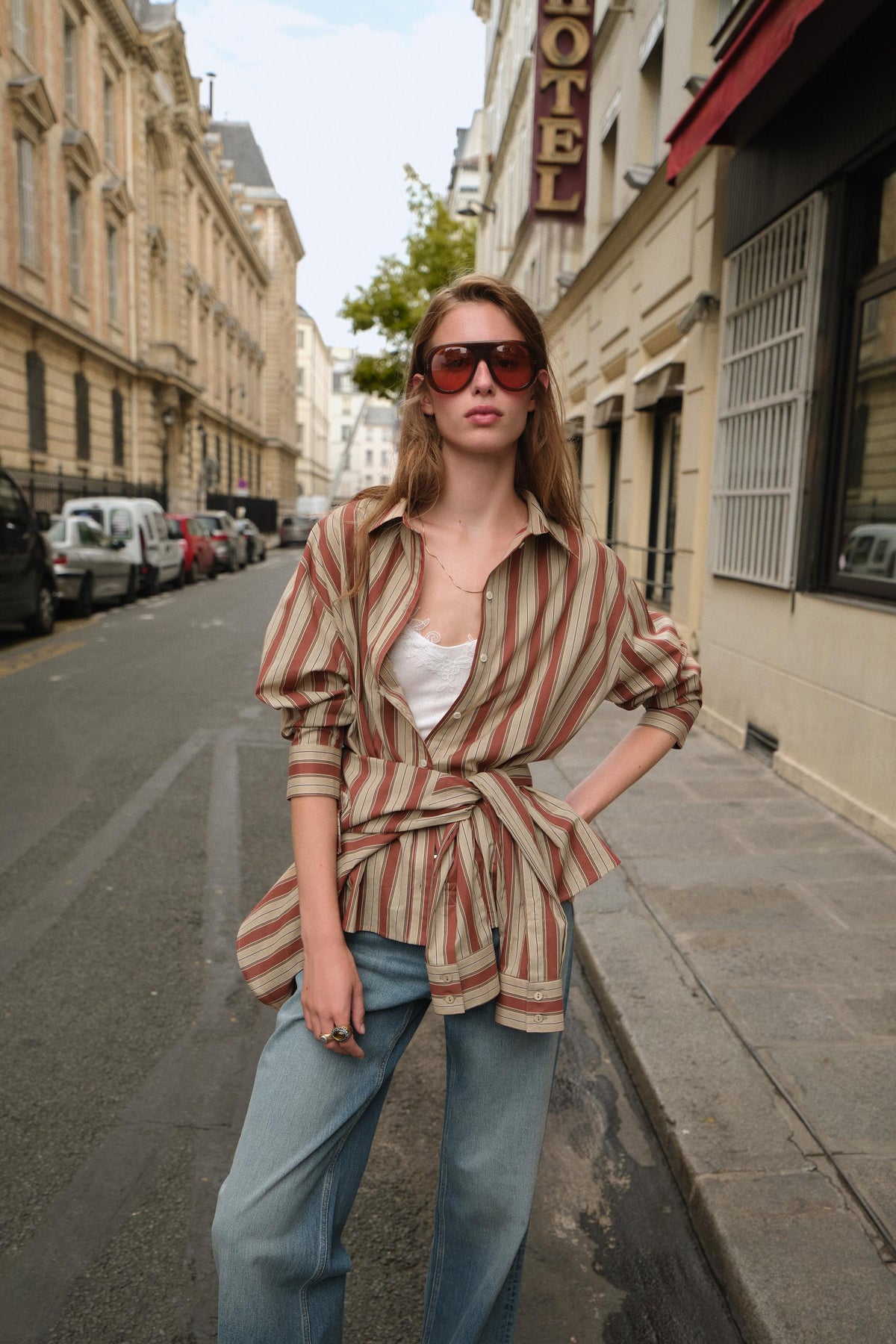 STRIPED SHIRT WITH TAB