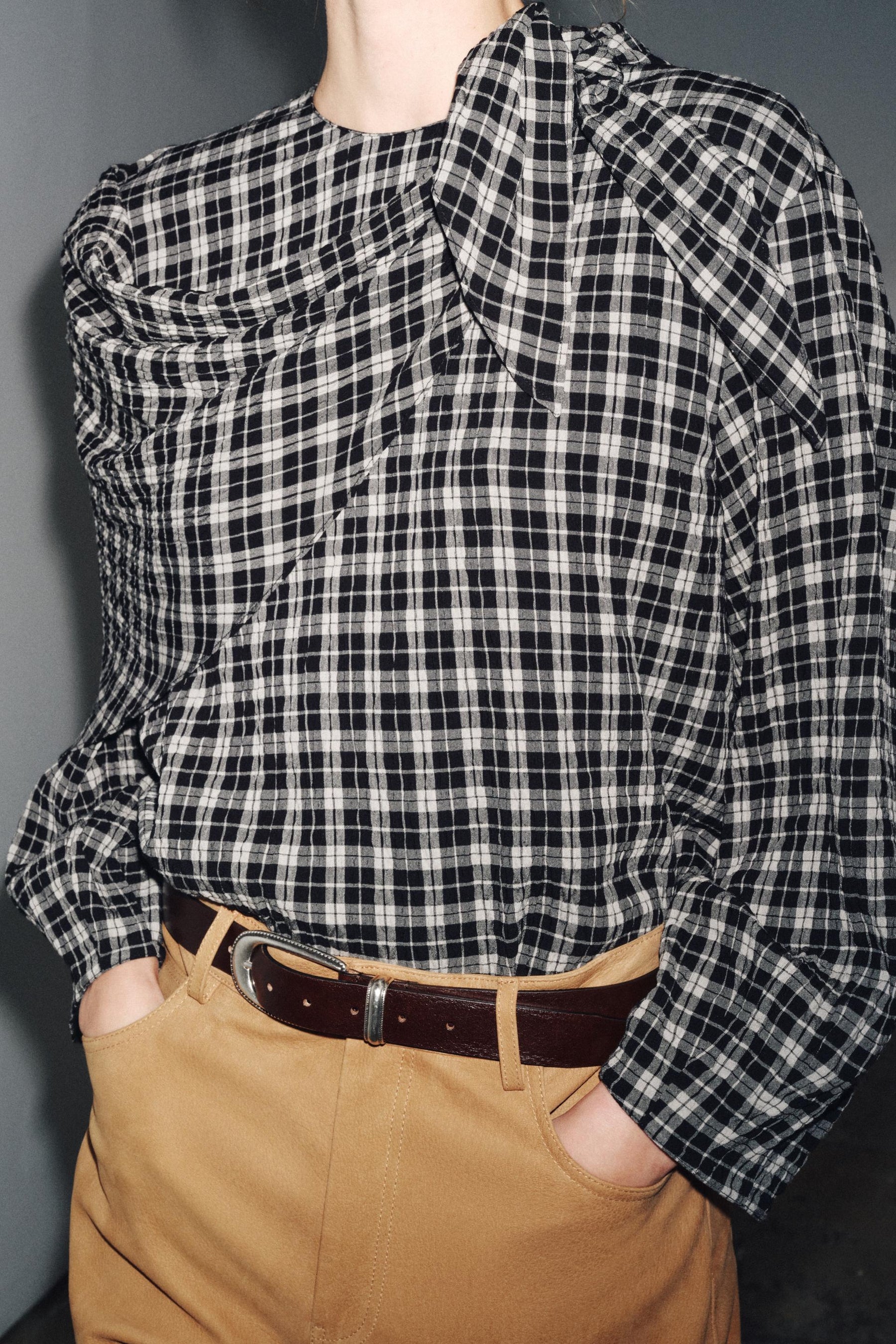 Check Shirt with Scarf