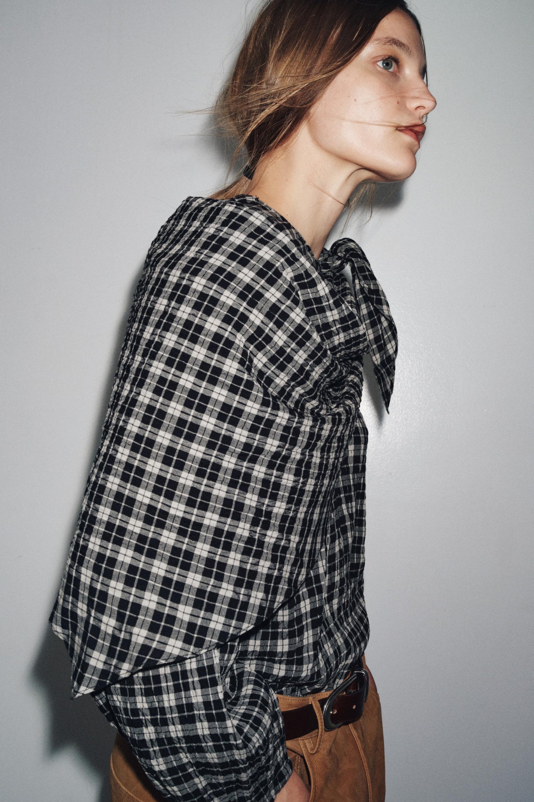 Check Shirt with Scarf