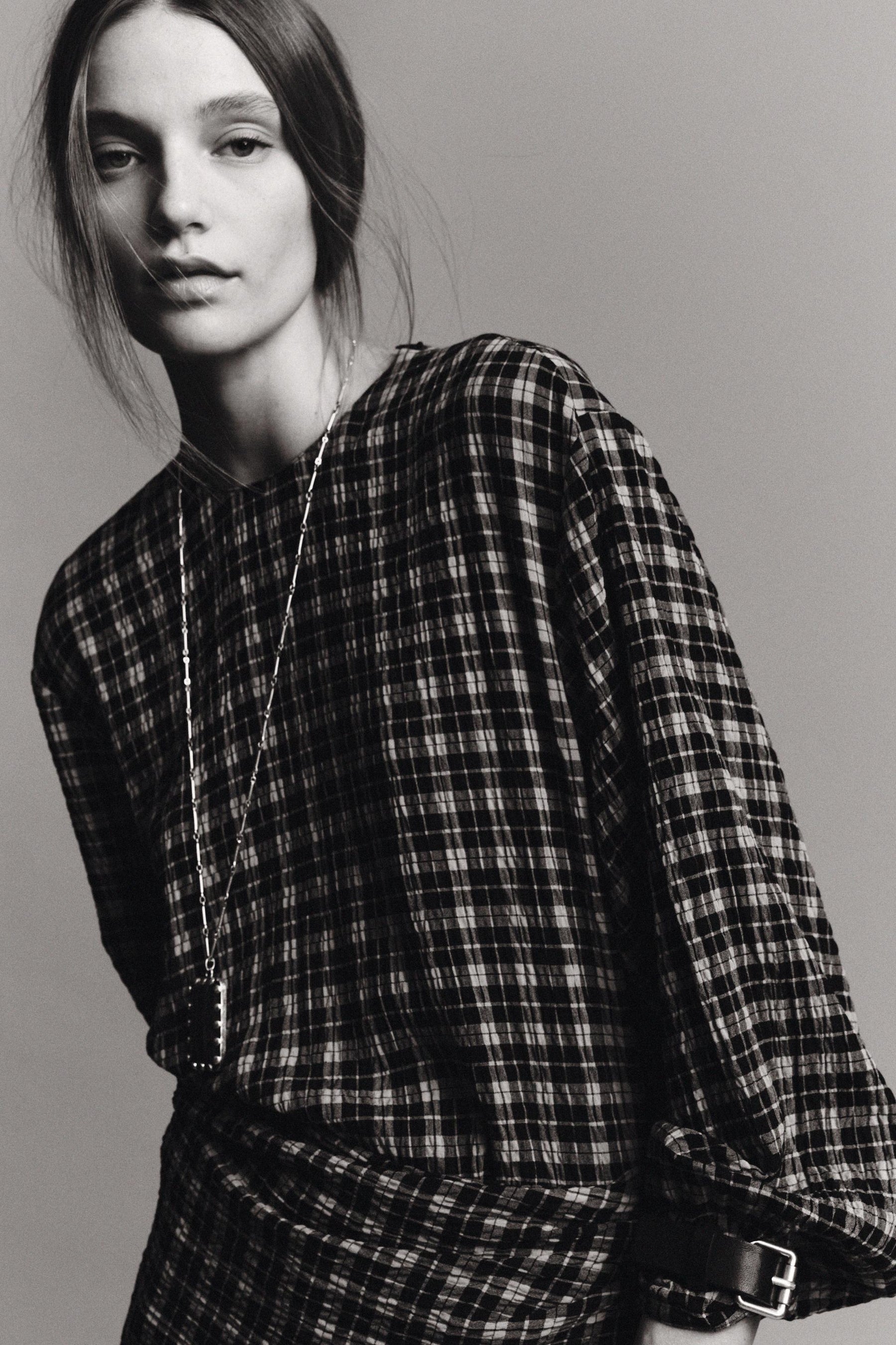 Check Shirt with Scarf