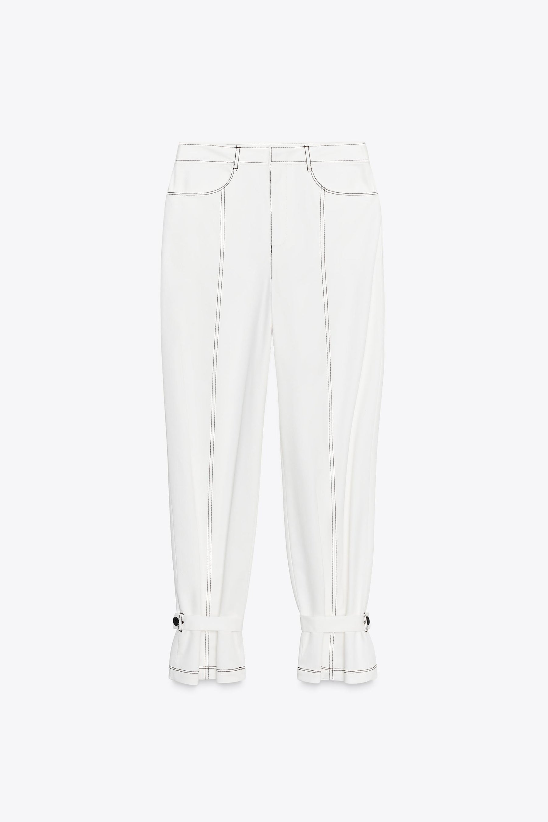 CONTRAST TOPSTITCHED TROUSERS