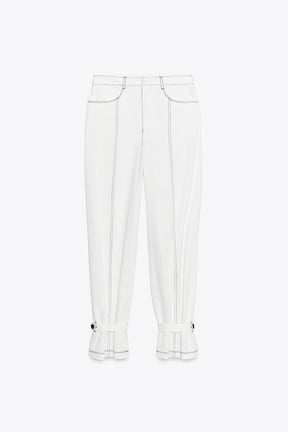 CONTRAST TOPSTITCHED TROUSERS