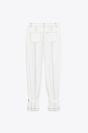 CONTRAST TOPSTITCHED TROUSERS