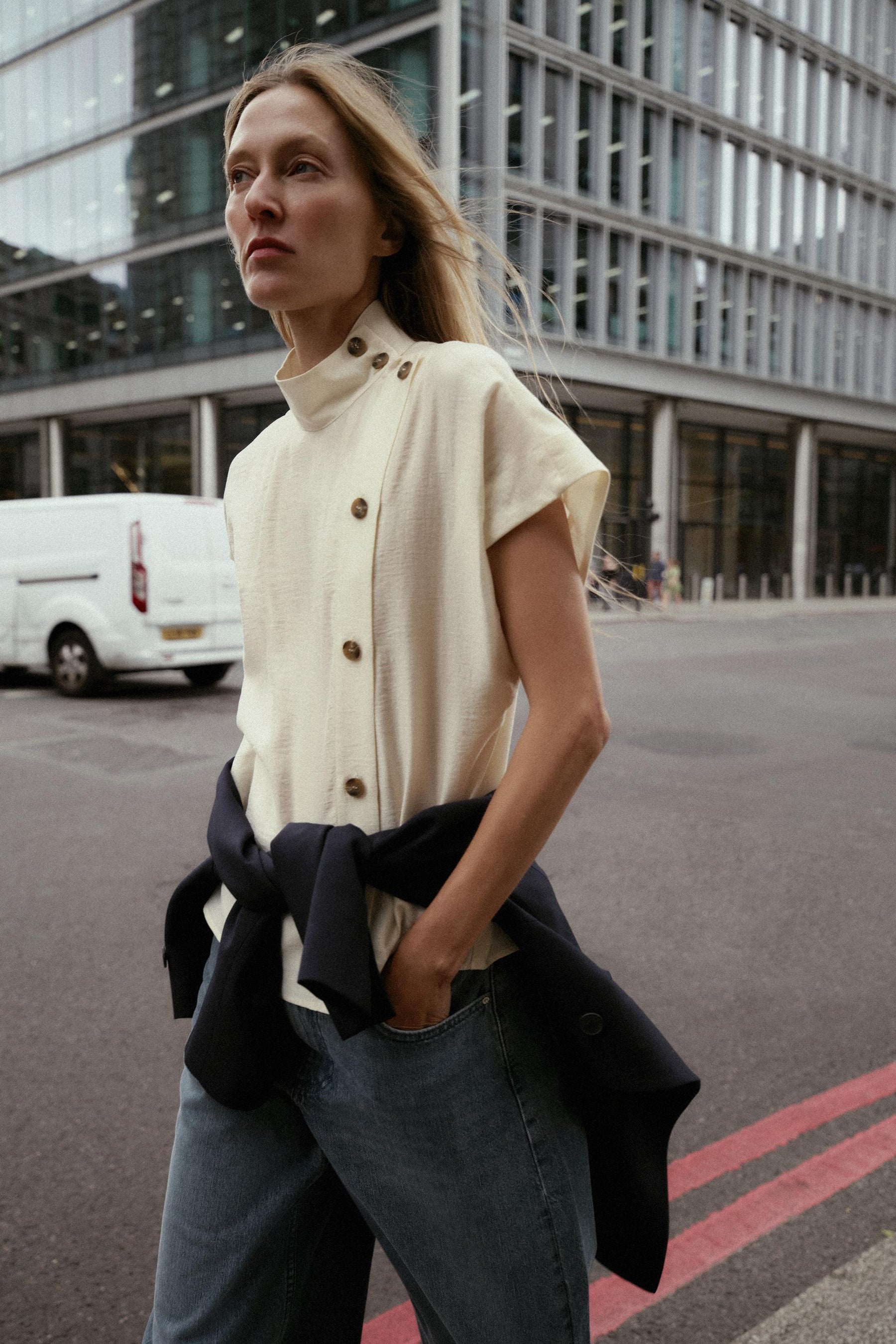 Contrast Button Shirt