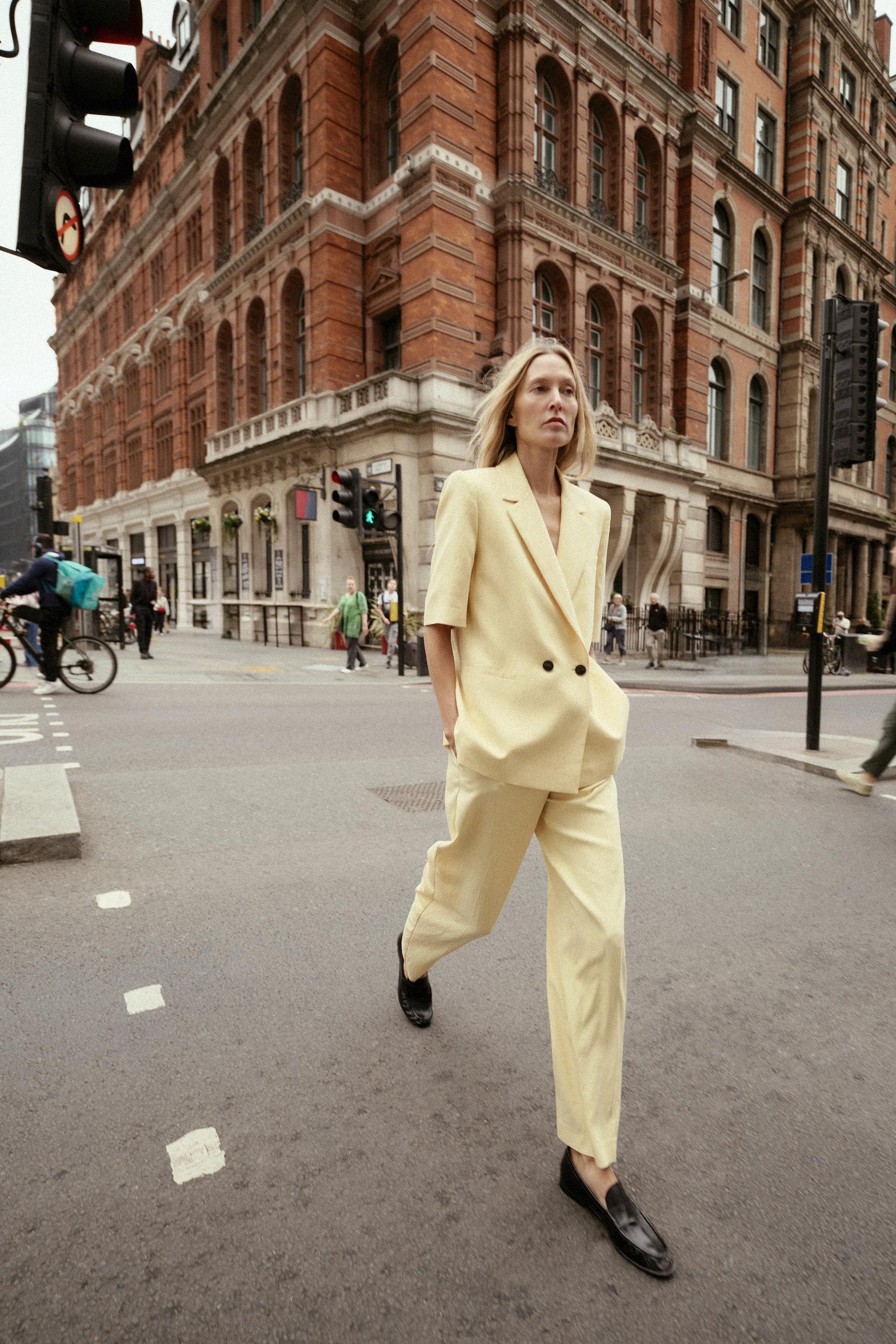 Textured Straight-Leg Trousers