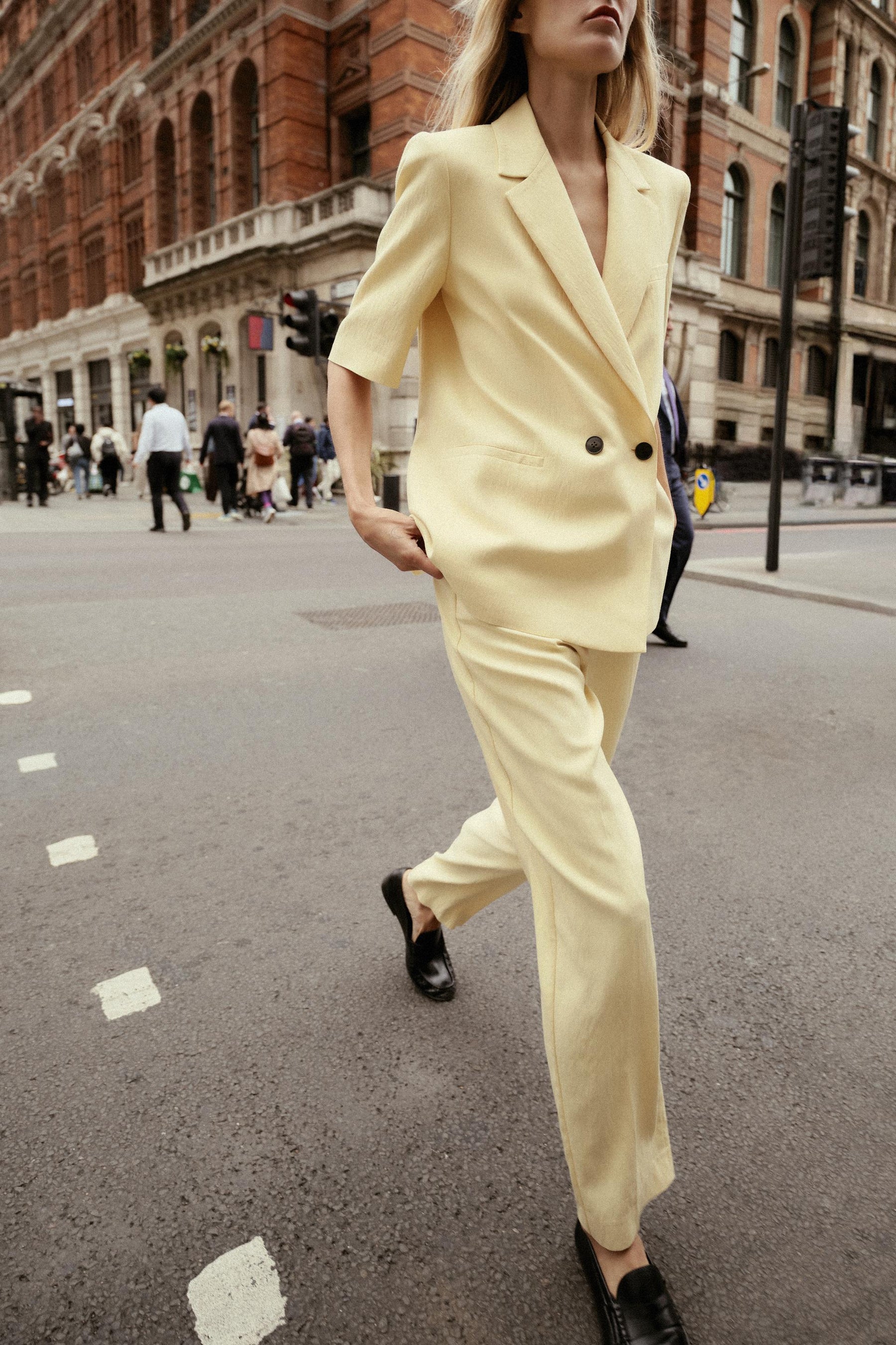 Textured Straight-Leg Trousers