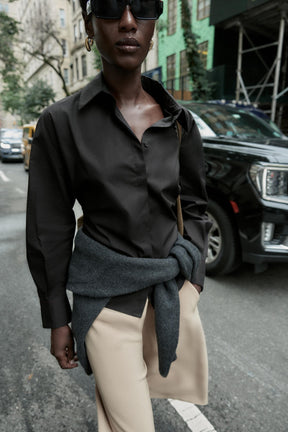 Pleated Poplin Shirt
