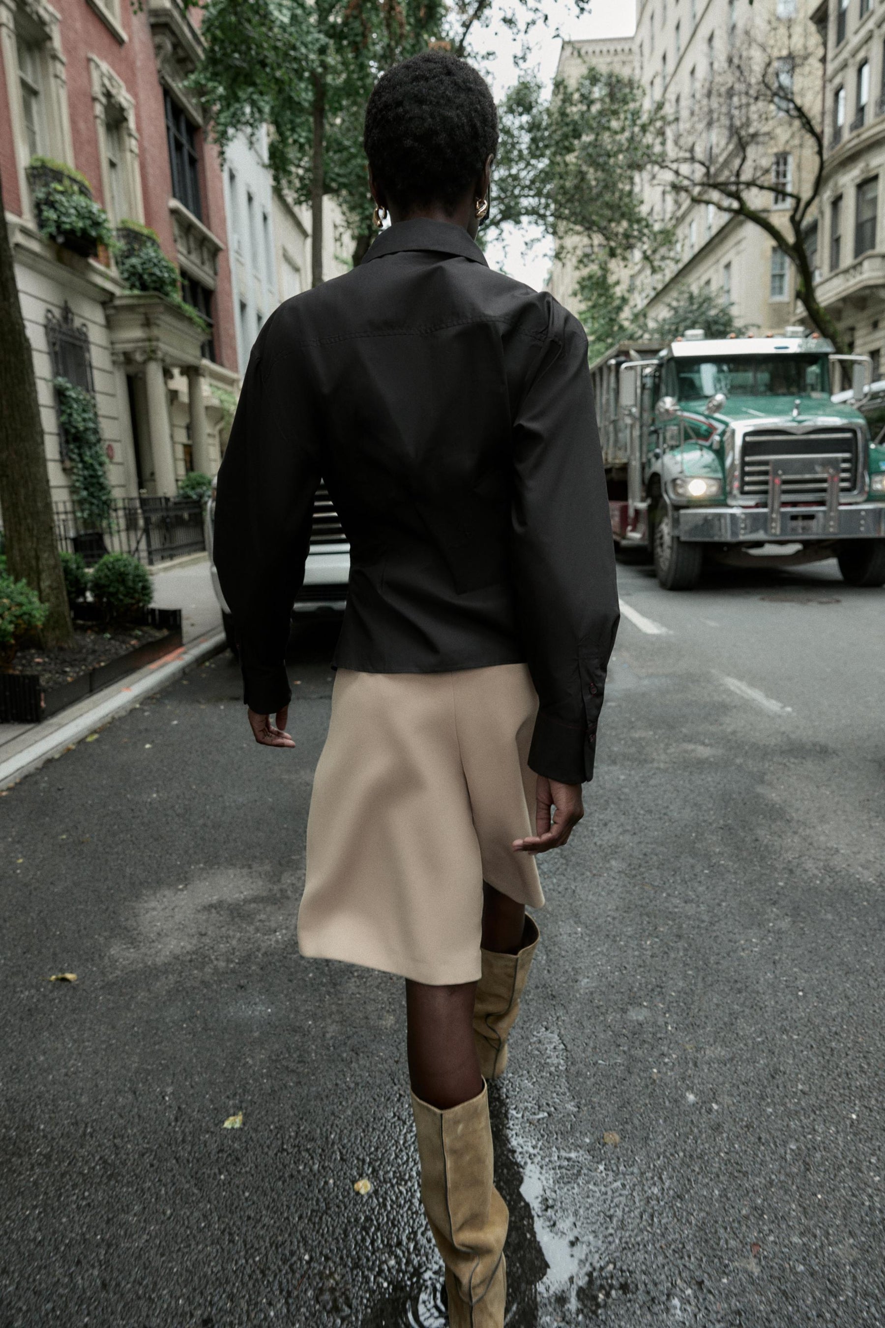 Pleated Poplin Shirt