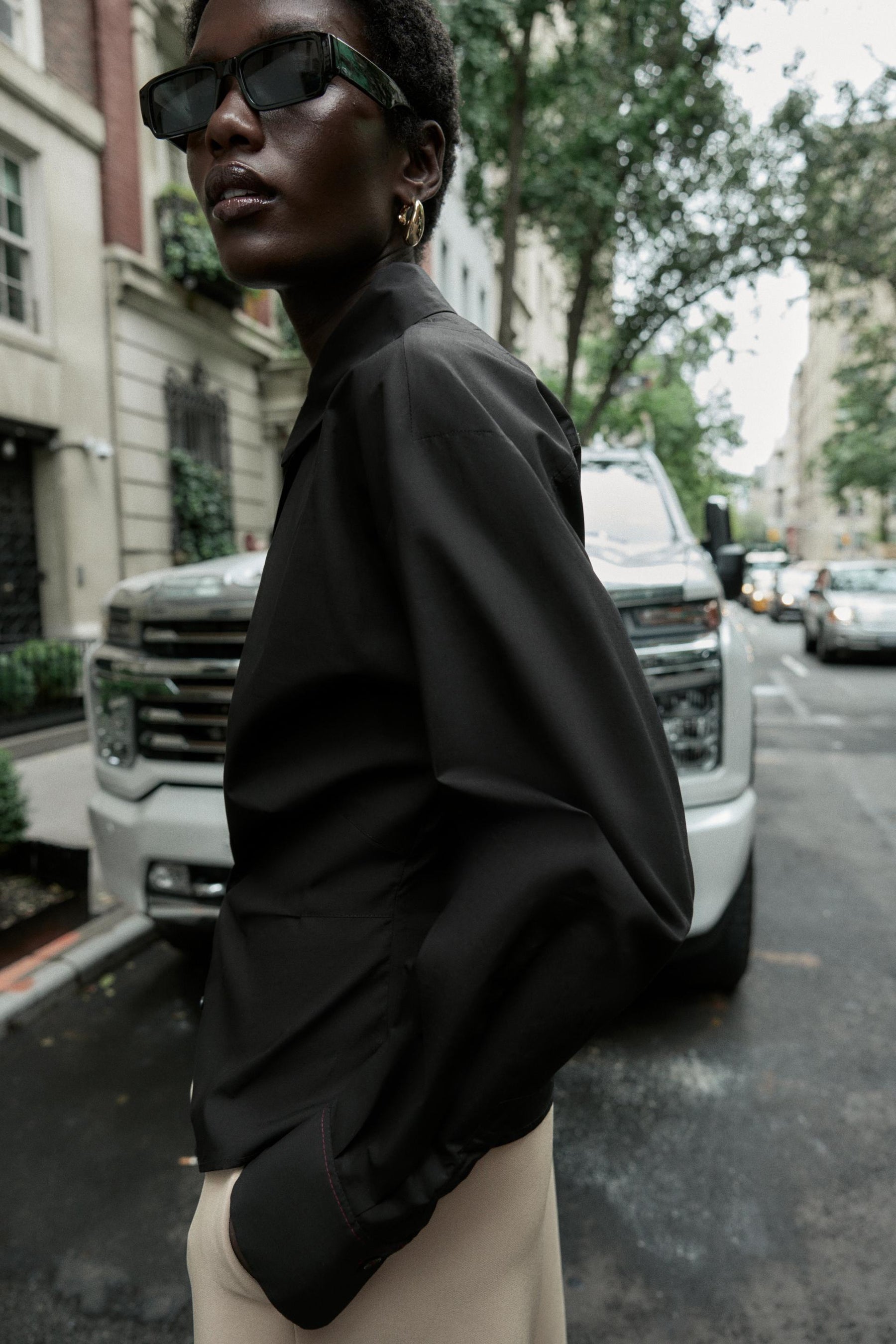 Pleated Poplin Shirt