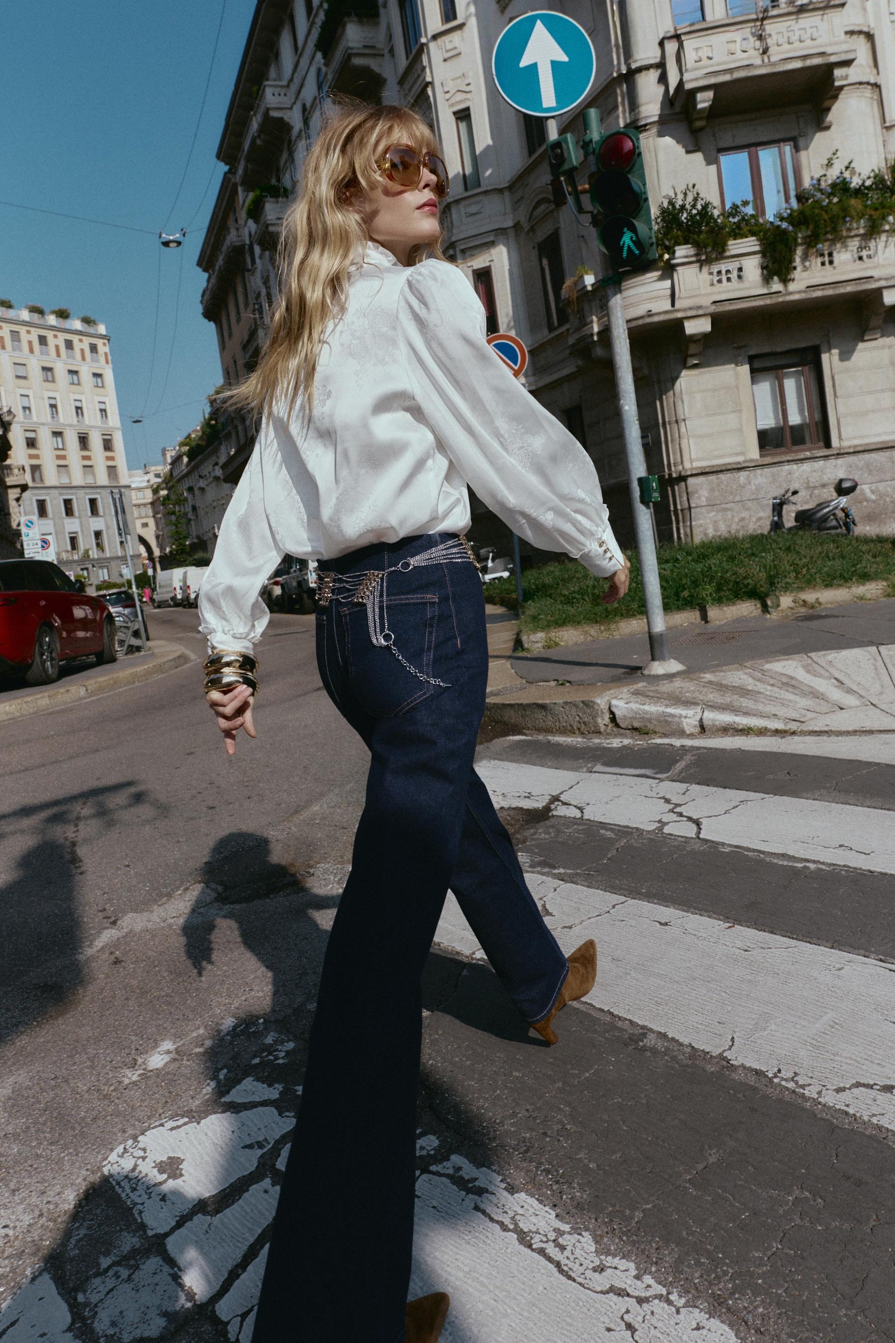 JACQUARD SATIN BLOUSE