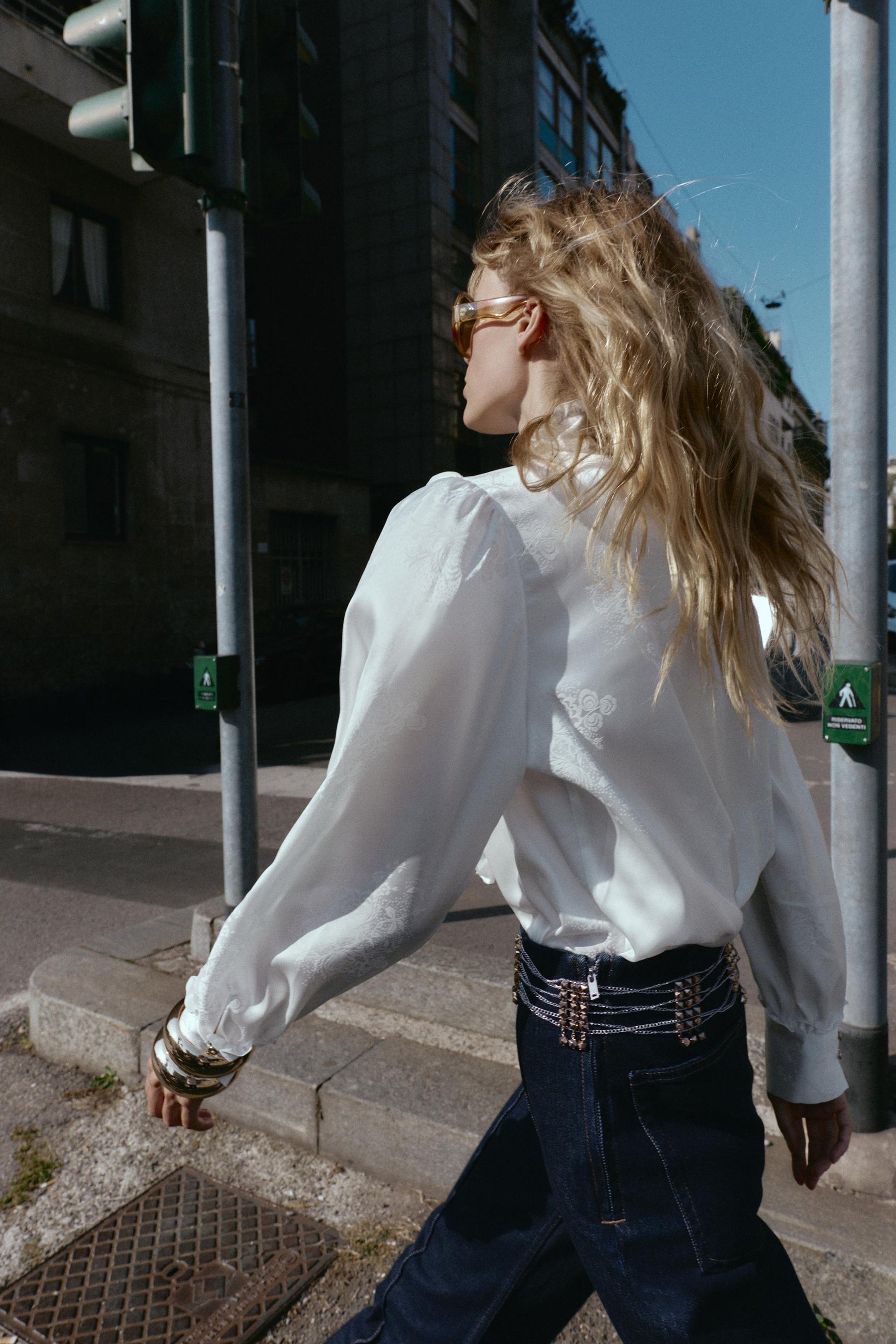 JACQUARD SATIN BLOUSE