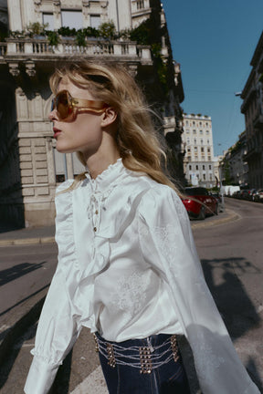 JACQUARD SATIN BLOUSE