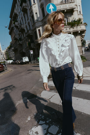 JACQUARD SATIN BLOUSE