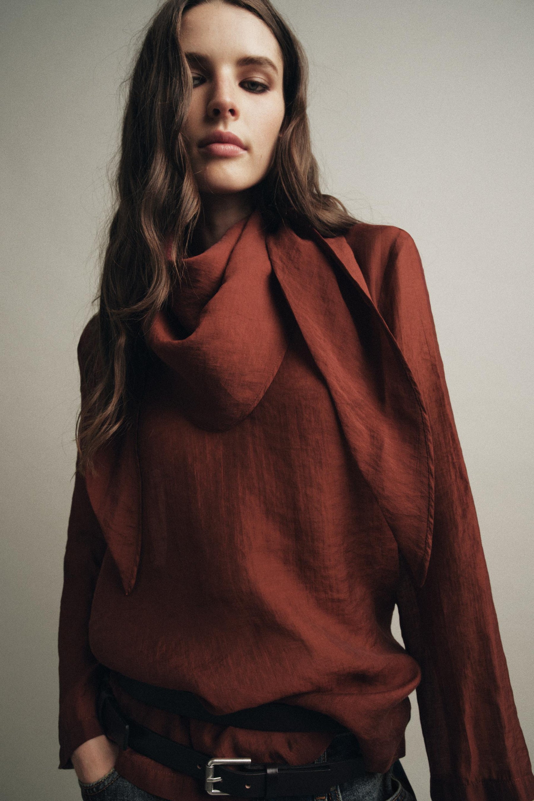 Flowing Blouse with Scarf