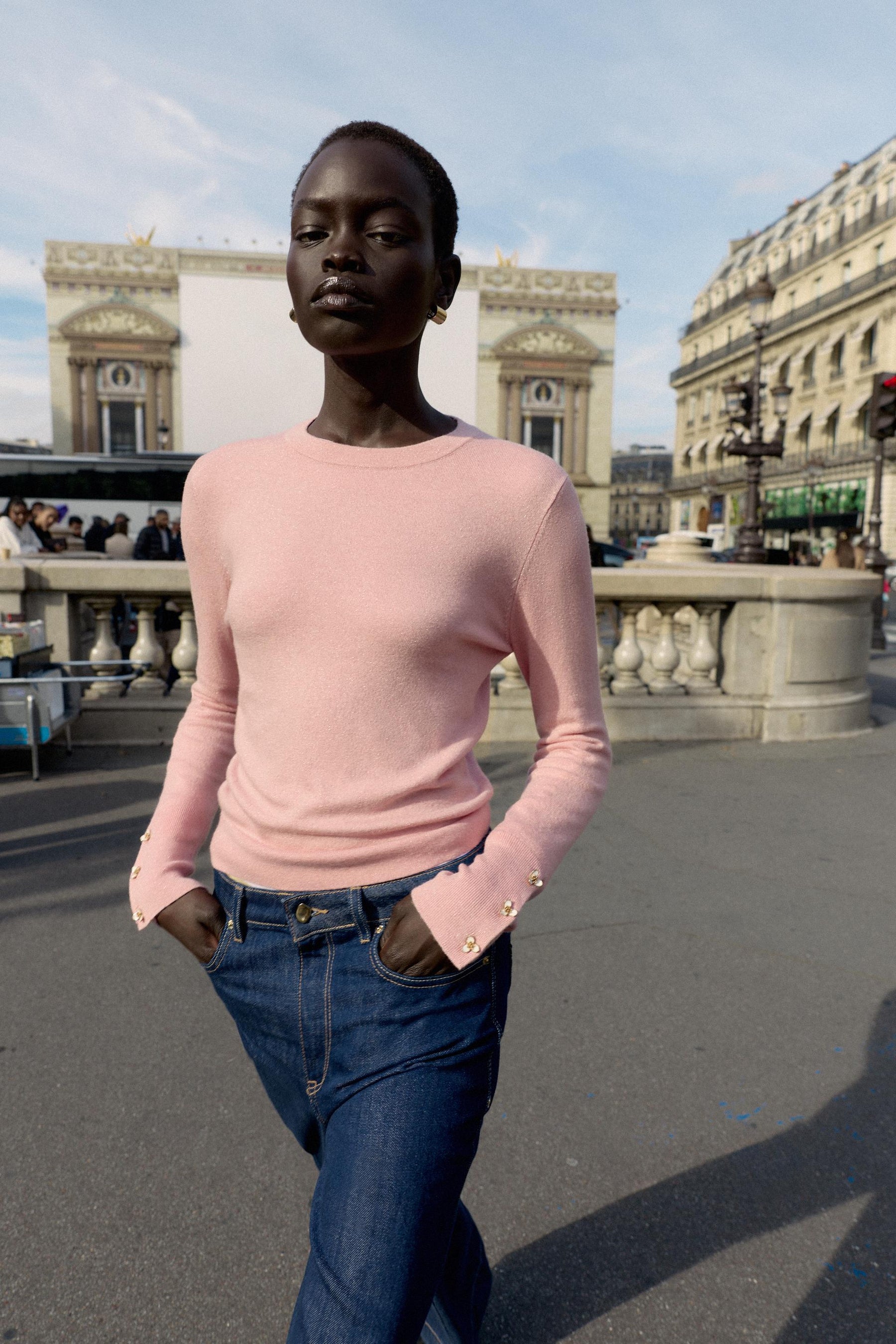 KNIT JUMPER WITH FLORAL BUTTONS - Image 2