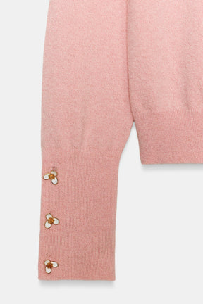 KNIT JUMPER WITH FLORAL BUTTONS - Image 7