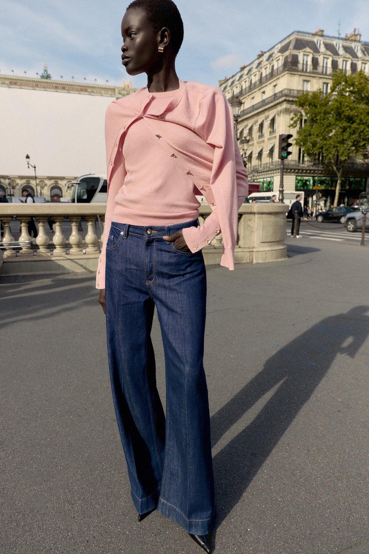 KNIT JUMPER WITH FLORAL BUTTONS - Image 1