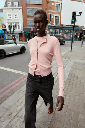 Floral-Buttoned Cardigan