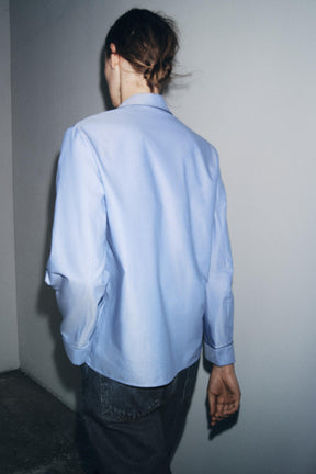 Contrast Piping Wrap Shirt