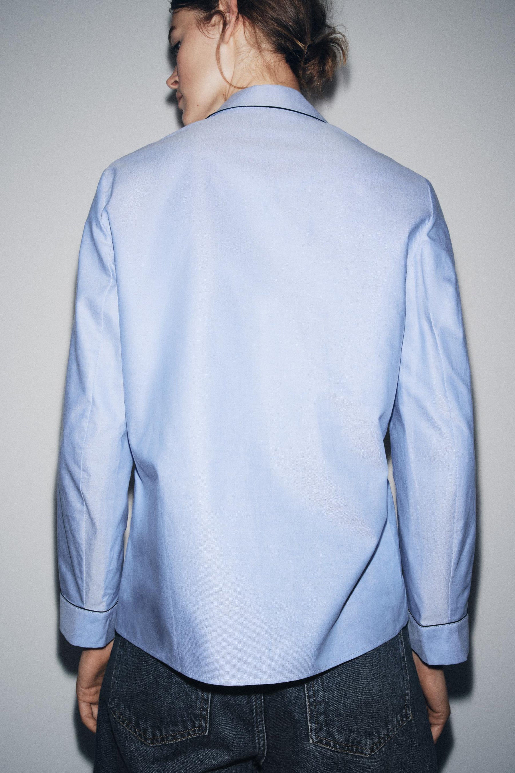 Contrast Piping Wrap Shirt