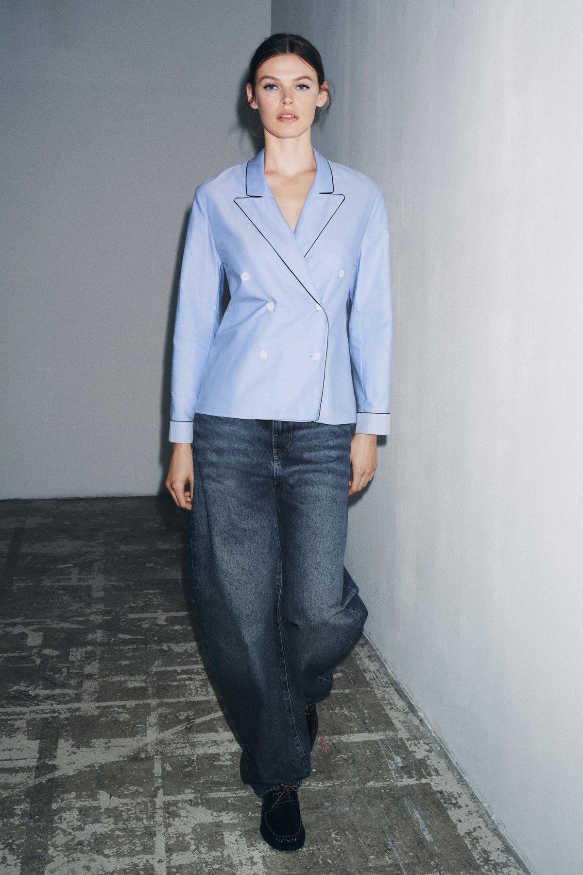 Contrast Piping Wrap Shirt