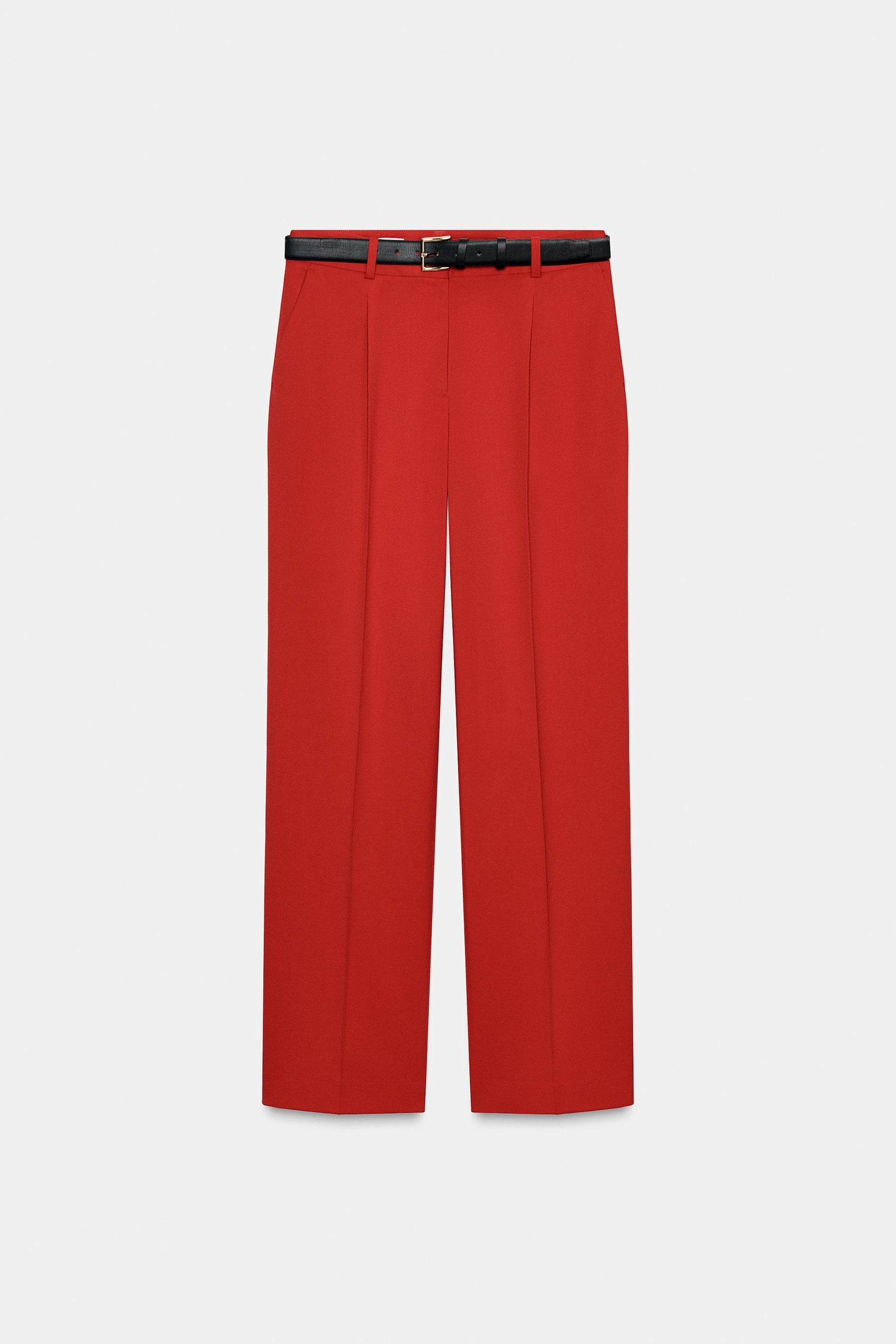 Straight-leg trousers with belt