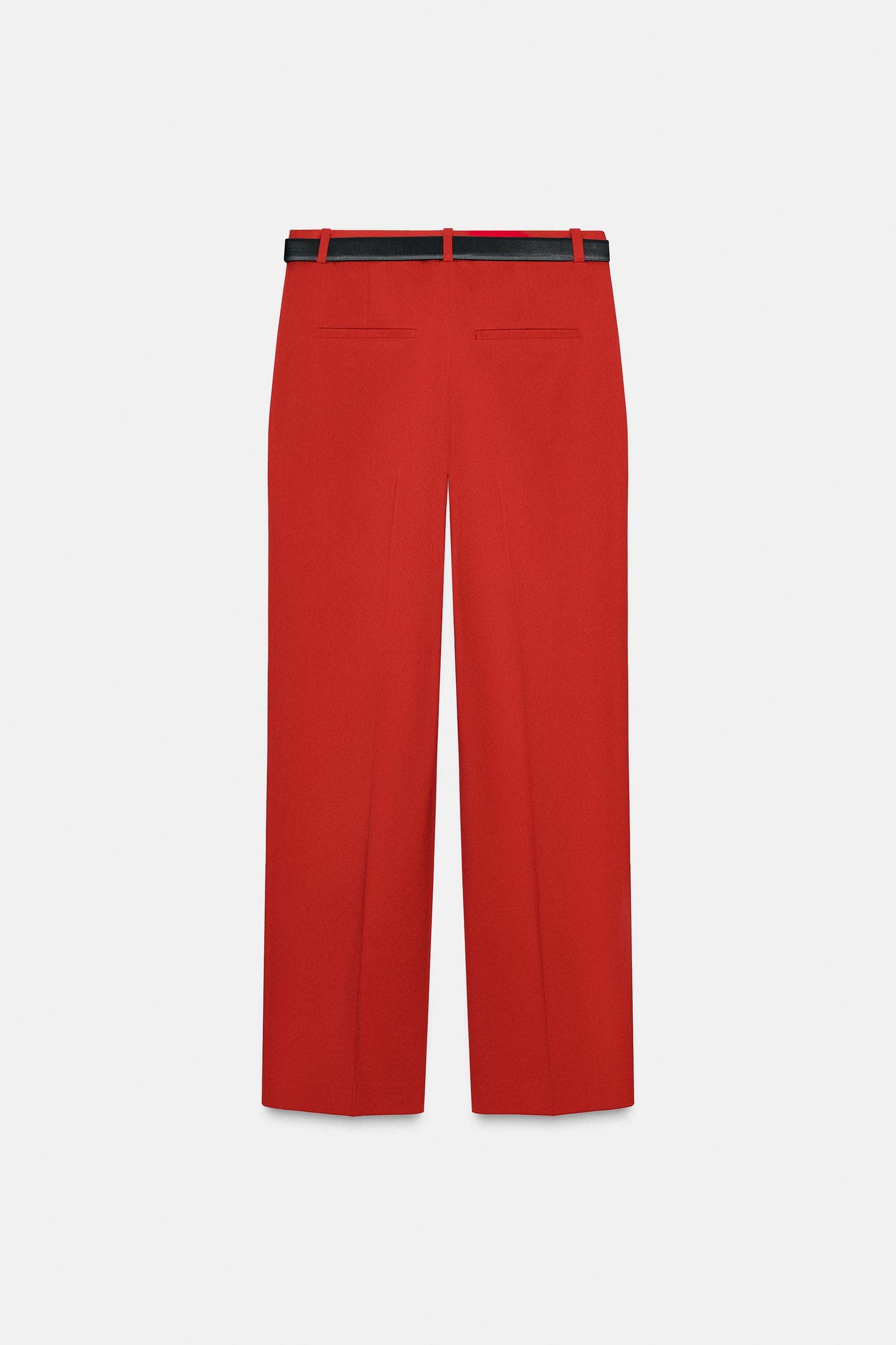 Straight-leg trousers with belt