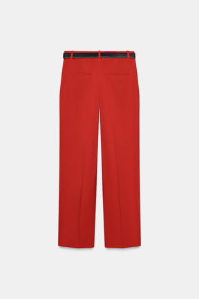 Straight-leg trousers with belt