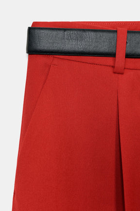 Straight-leg trousers with belt