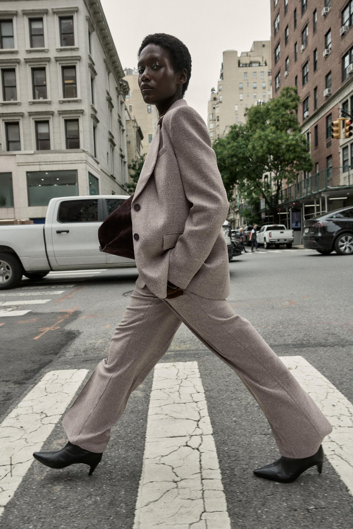 STRAIGHT-LEG TEXTURED TROUSERS