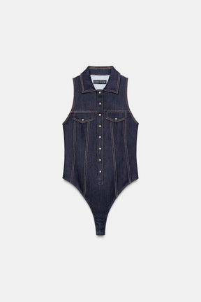 Fitted Denim Bodysuit