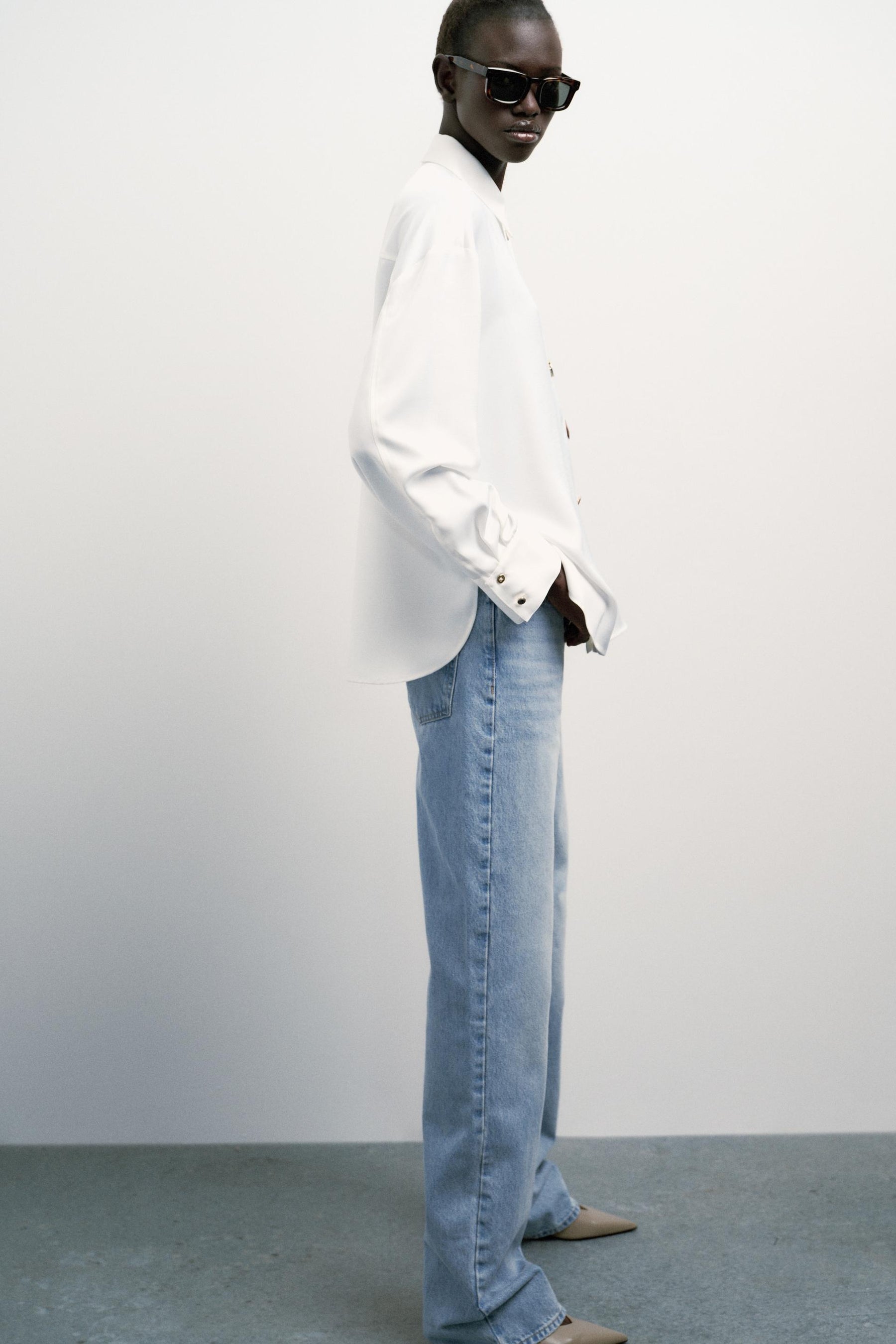 SATIN CONTRAST BUTTON SHIRT