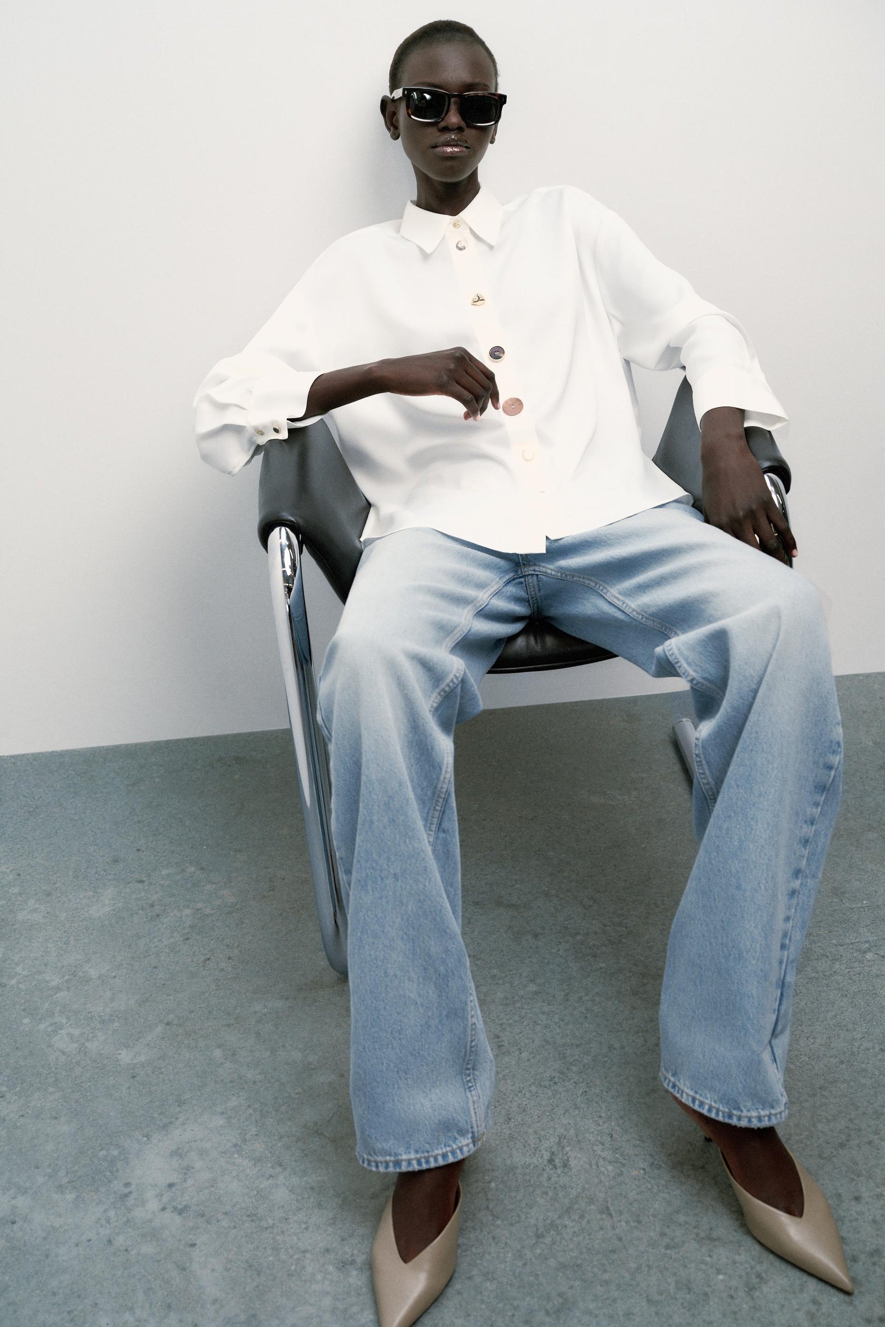 SATIN CONTRAST BUTTON SHIRT