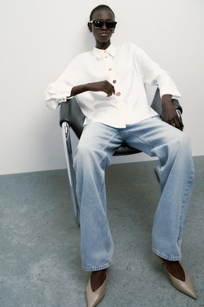 SATIN CONTRAST BUTTON SHIRT