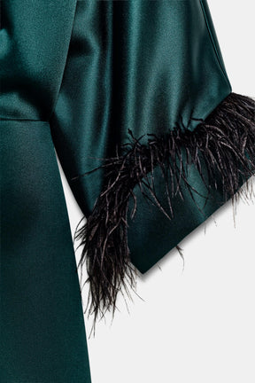 SHORT SATIN FEATHER DRESS - Image 10