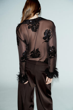 SEQUIN FEATHER BLOUSE