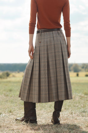 CHECK BOX PLEAT SKIRT