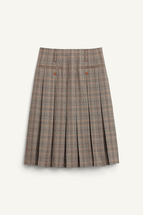 CHECK BOX PLEAT SKIRT
